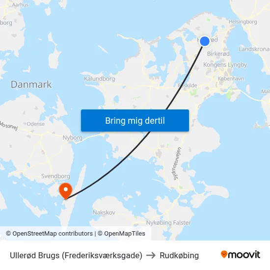 Ullerød Brugs (Frederiksværksgade) to Rudkøbing map