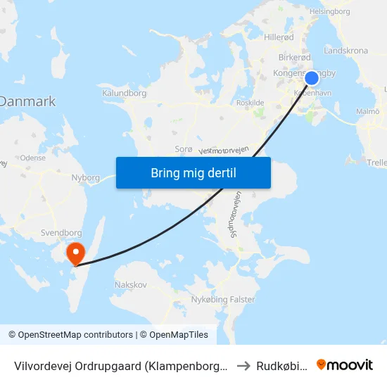 Vilvordevej Ordrupgaard (Klampenborgvej) to Rudkøbing map
