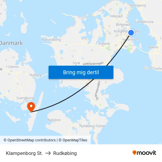 Klampenborg St. to Rudkøbing map