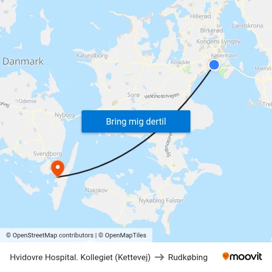 Hvidovre Hospital. Kollegiet (Kettevej) to Rudkøbing map