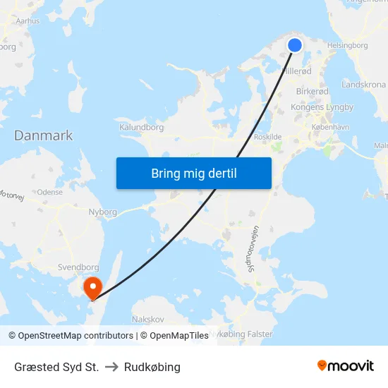 Græsted Syd St. to Rudkøbing map