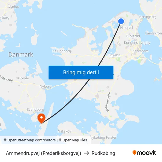 Ammendrupvej (Frederiksborgvej) to Rudkøbing map