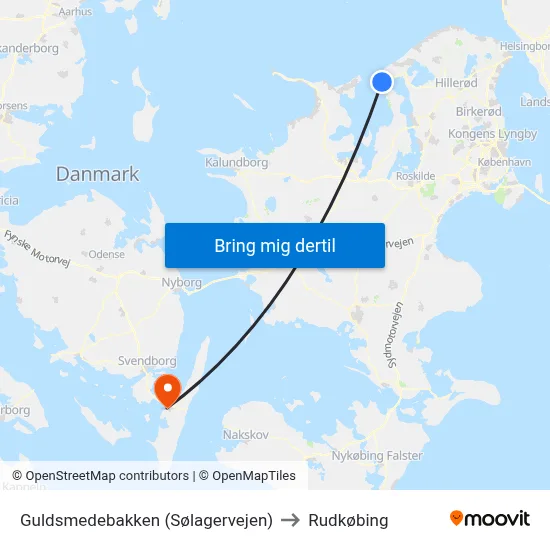 Guldsmedebakken (Sølagervejen) to Rudkøbing map
