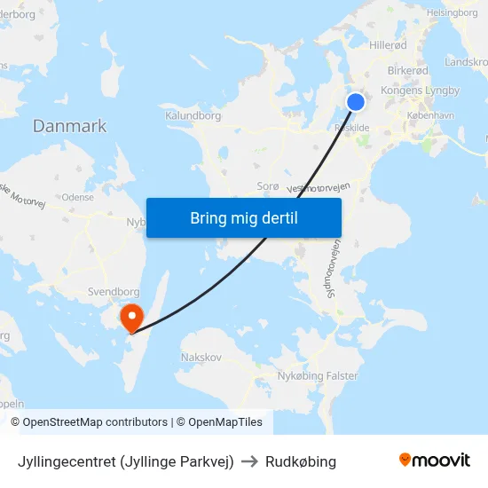 Jyllingecentret (Jyllinge Parkvej) to Rudkøbing map