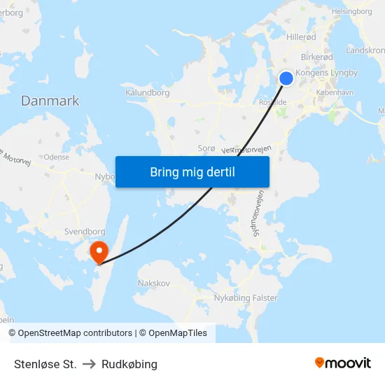 Stenløse St. to Rudkøbing map