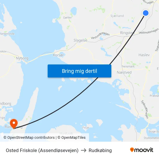 Osted Friskole (Assendløsevejen) to Rudkøbing map