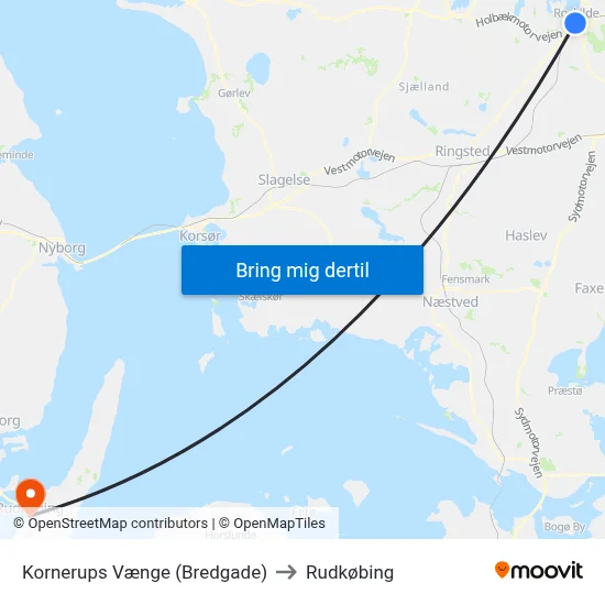 Kornerups Vænge (Bredgade) to Rudkøbing map
