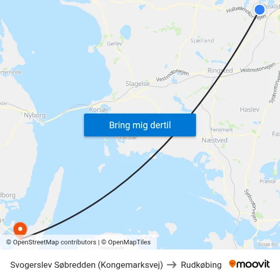 Svogerslev Søbredden (Kongemarksvej) to Rudkøbing map