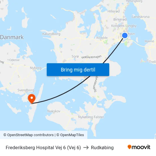 Frederiksberg Hospital Vej 6 (Vej 6) to Rudkøbing map