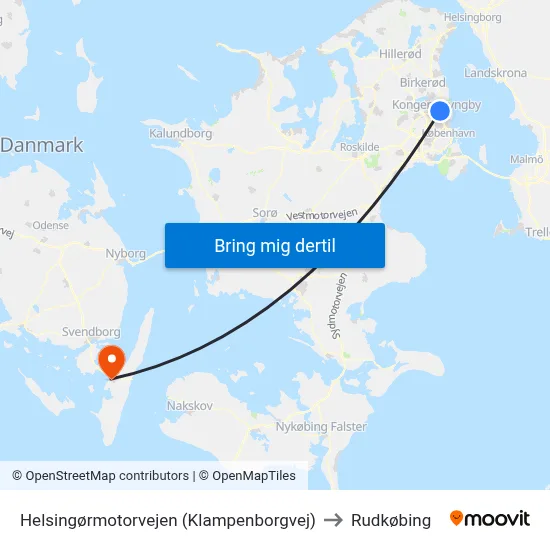 Helsingørmotorvejen (Klampenborgvej) to Rudkøbing map