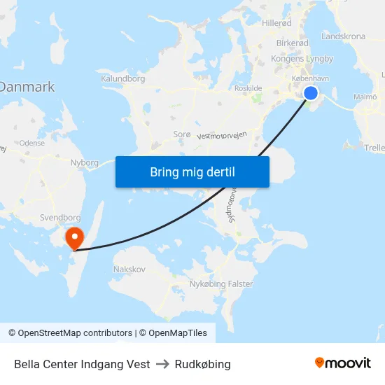 Bella Center Indgang Vest to Rudkøbing map