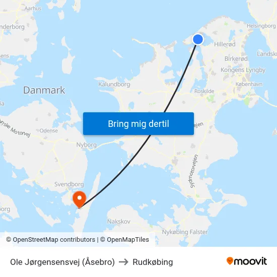 Ole Jørgensensvej (Åsebro) to Rudkøbing map