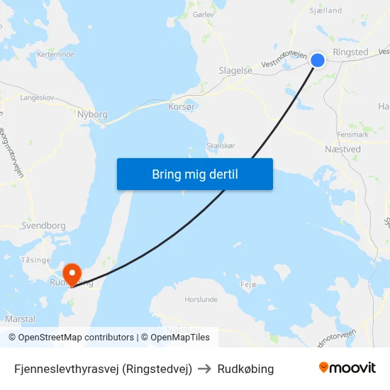 Fjenneslevthyrasvej (Ringstedvej) to Rudkøbing map