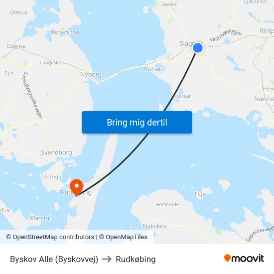 Byskov Alle (Byskovvej) to Rudkøbing map