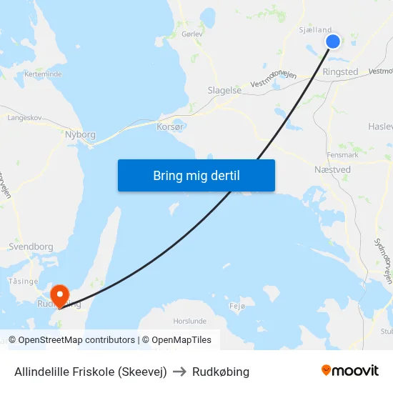 Allindelille Friskole (Skeevej) to Rudkøbing map