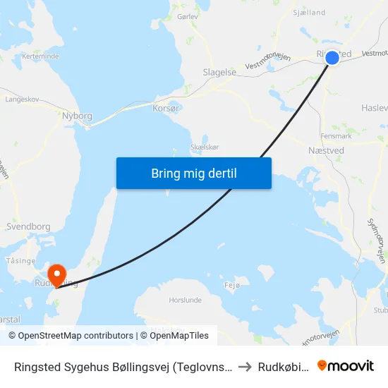 Ringsted Sygehus Bøllingsvej (Teglovnsvej) to Rudkøbing map
