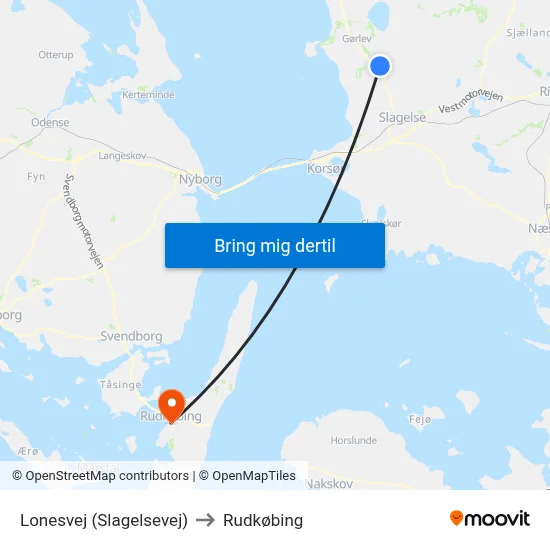 Lonesvej (Slagelsevej) to Rudkøbing map