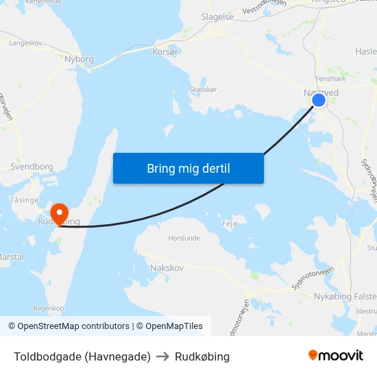 Toldbodgade (Havnegade) to Rudkøbing map