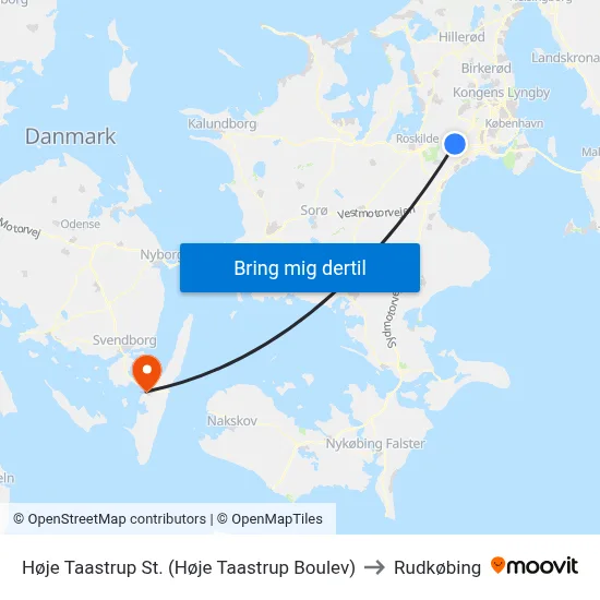 Høje Taastrup St. (Høje Taastrup Boulev) to Rudkøbing map