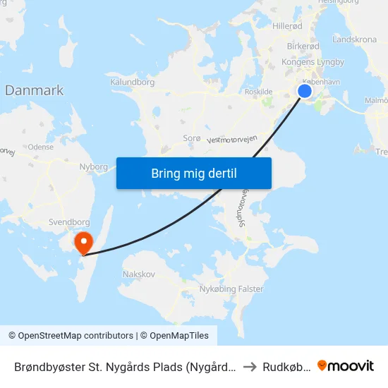 Brøndbyøster St. Nygårds Plads (Nygårds Plads) to Rudkøbing map