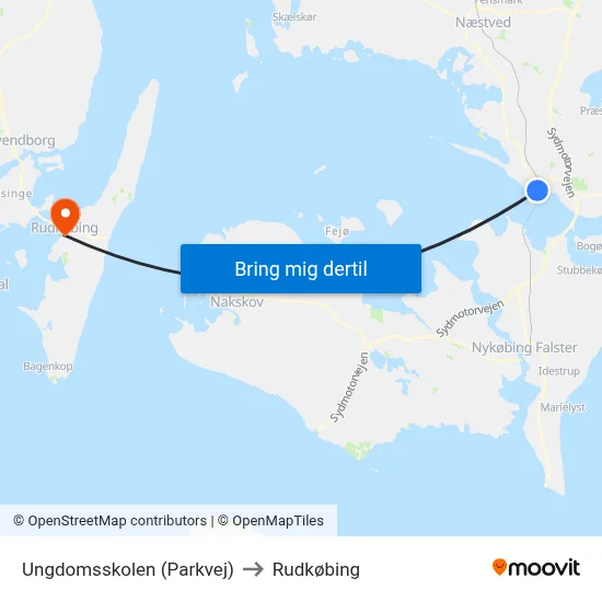 Ungdomsskolen (Parkvej) to Rudkøbing map