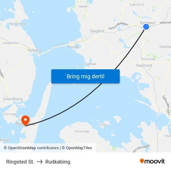 Ringsted St. to Rudkøbing map