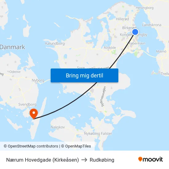 Nærum Hovedgade (Kirkeåsen) to Rudkøbing map