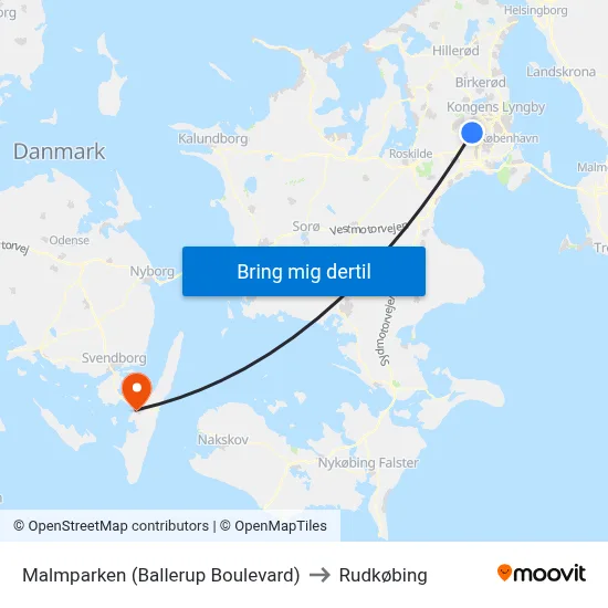 Malmparken (Ballerup Boulevard) to Rudkøbing map