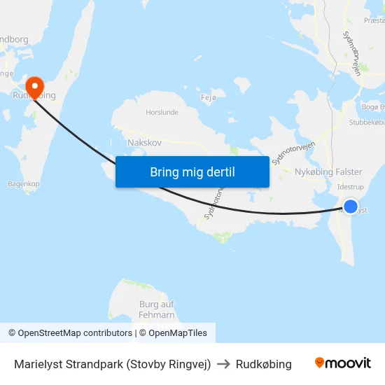 Marielyst Strandpark (Stovby Ringvej) to Rudkøbing map