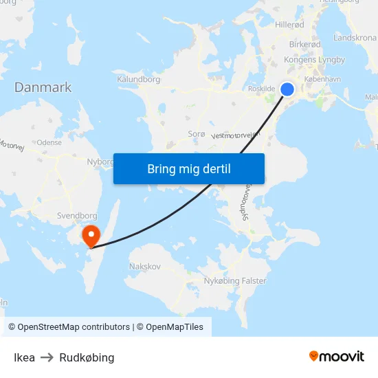 Ikea to Rudkøbing map