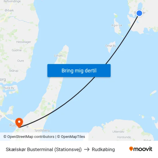 Skælskør Busterminal (Stationsvej) to Rudkøbing map