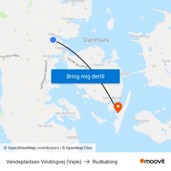 Vendepladsen Vindingvej to Rudkøbing map