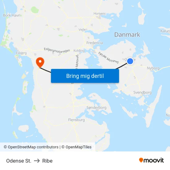 Odense St. to Ribe map