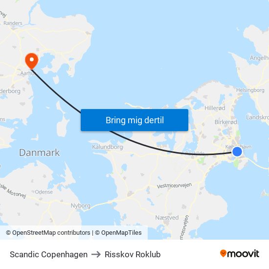 Scandic Copenhagen to Risskov Roklub map