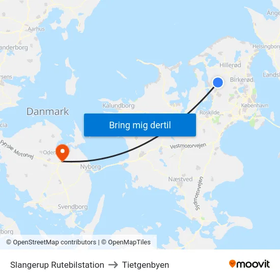 Slangerup Rutebilstation to Tietgenbyen map