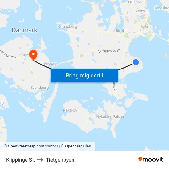 Klippinge St. to Tietgenbyen map