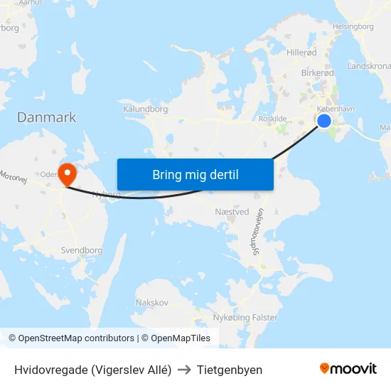 Hvidovregade (Vigerslev Allé) to Tietgenbyen map
