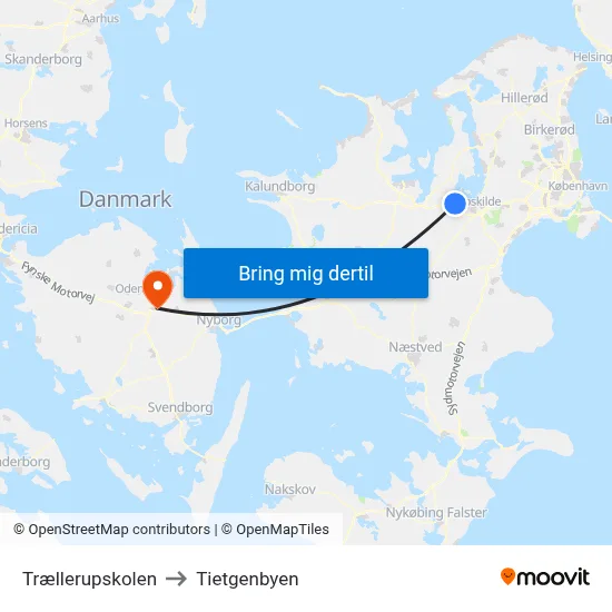 Trællerupskolen to Tietgenbyen map