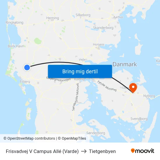 Frisvadvej V Campus Allé (Varde) to Tietgenbyen map