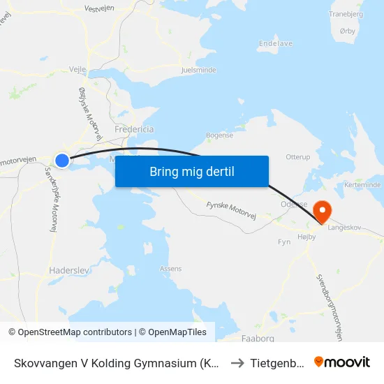 Skovvangen V Kolding Gymnasium (Kolding) to Tietgenbyen map