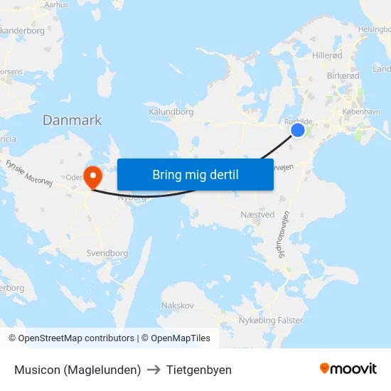 Musicon (Maglelunden) to Tietgenbyen map
