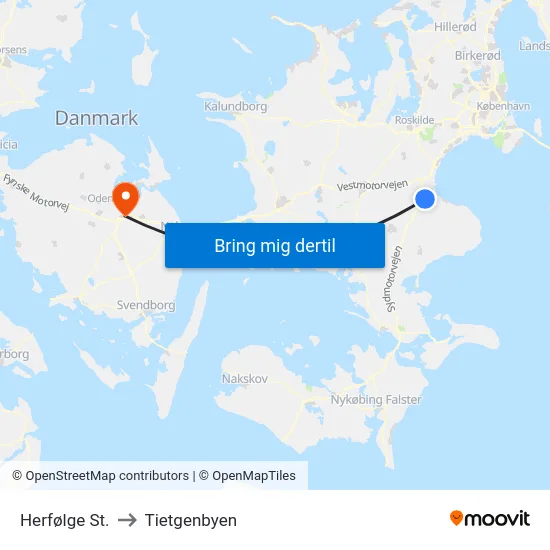 Herfølge St. to Tietgenbyen map