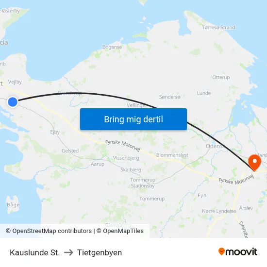 Kauslunde St. to Tietgenbyen map