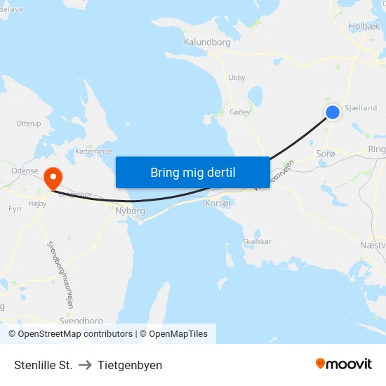 Stenlille St. to Tietgenbyen map