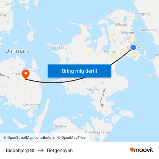 Bispebjerg St. to Tietgenbyen map