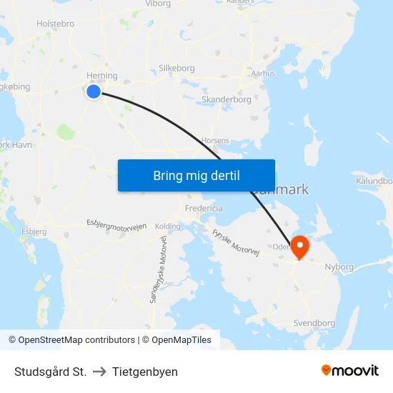 Studsgård St. to Tietgenbyen map