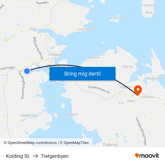 Kolding St. to Tietgenbyen map