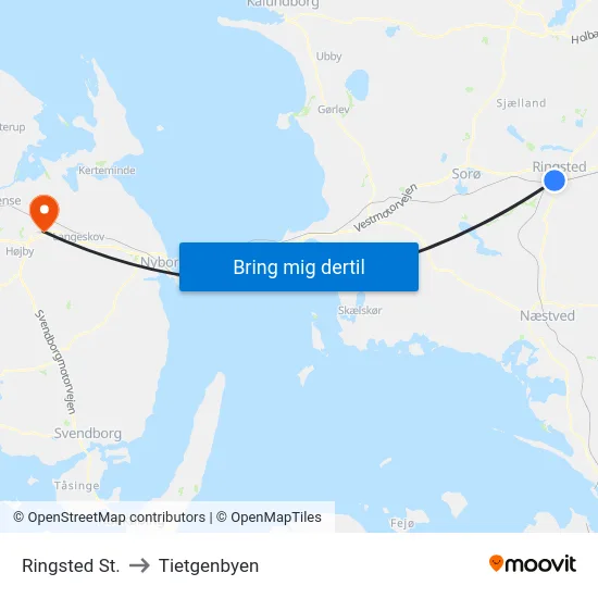 Ringsted St. to Tietgenbyen map