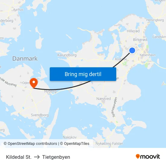 Kildedal St. to Tietgenbyen map
