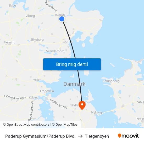 Paderup Gymnasium/Paderup Blvd. to Tietgenbyen map